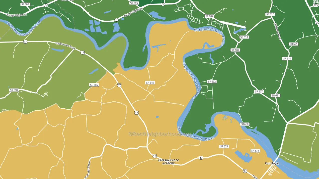 Rappahannock Academy, VA block-group voter-turnout map