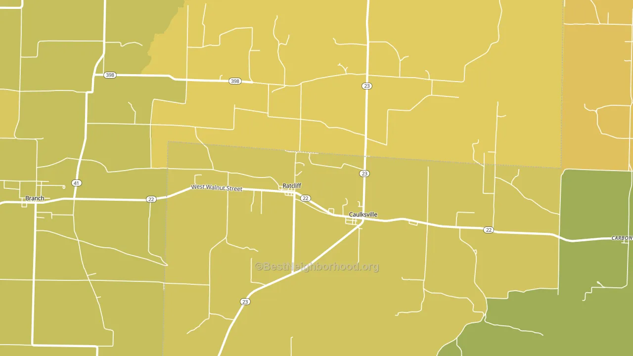 Ratcliff, AR block-group voter-turnout map