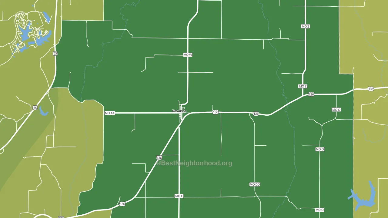 Ravanna, MO block-group voter-turnout map