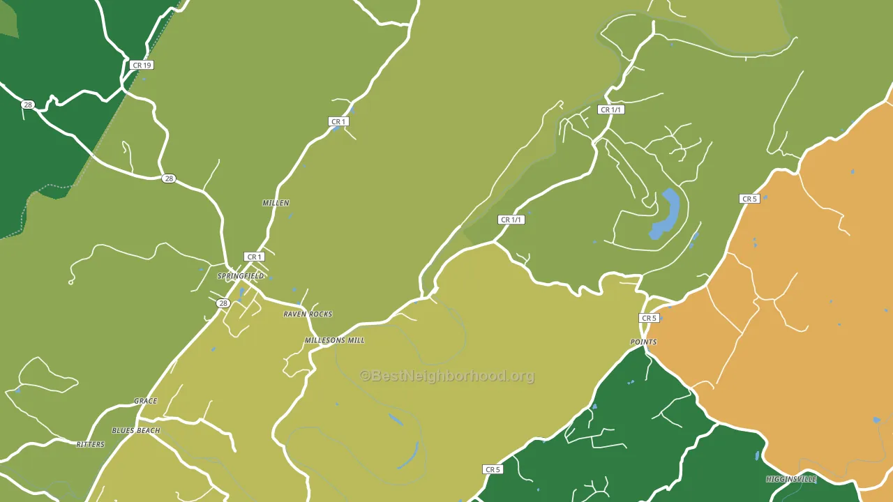 Raven Rocks, WV block-group voter-turnout map