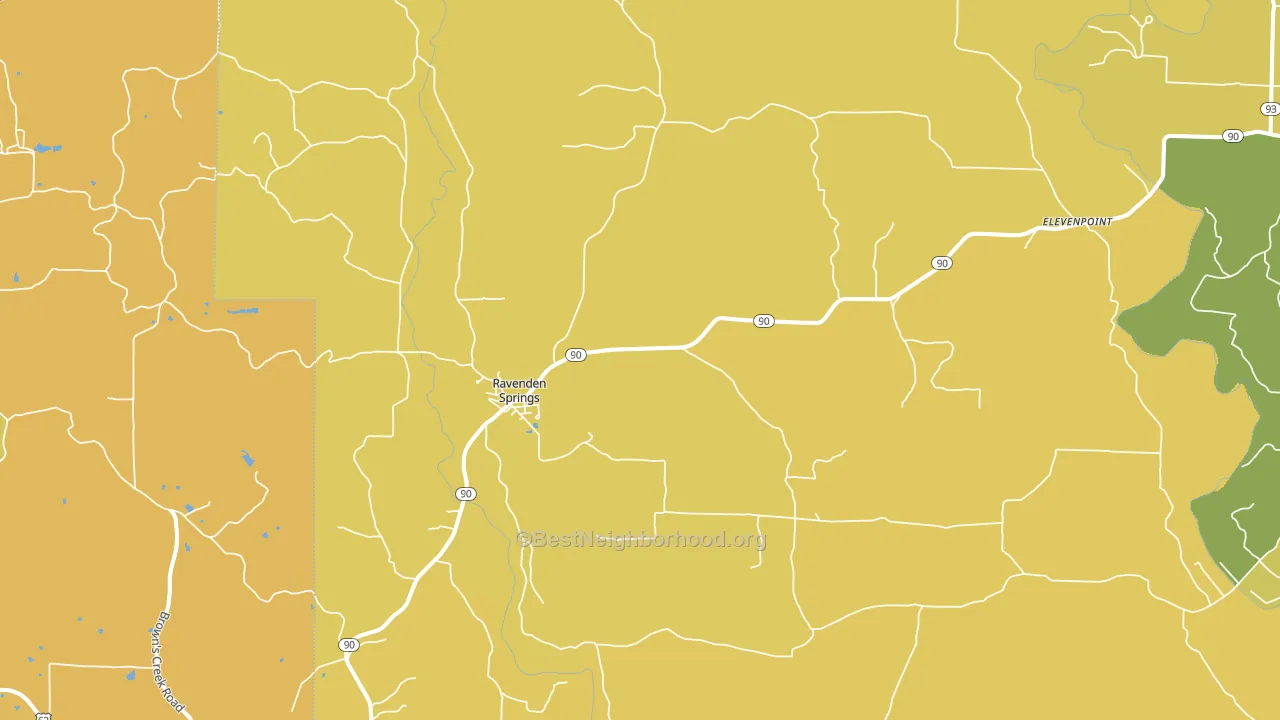 Ravenden Springs, AR block-group voter-turnout map