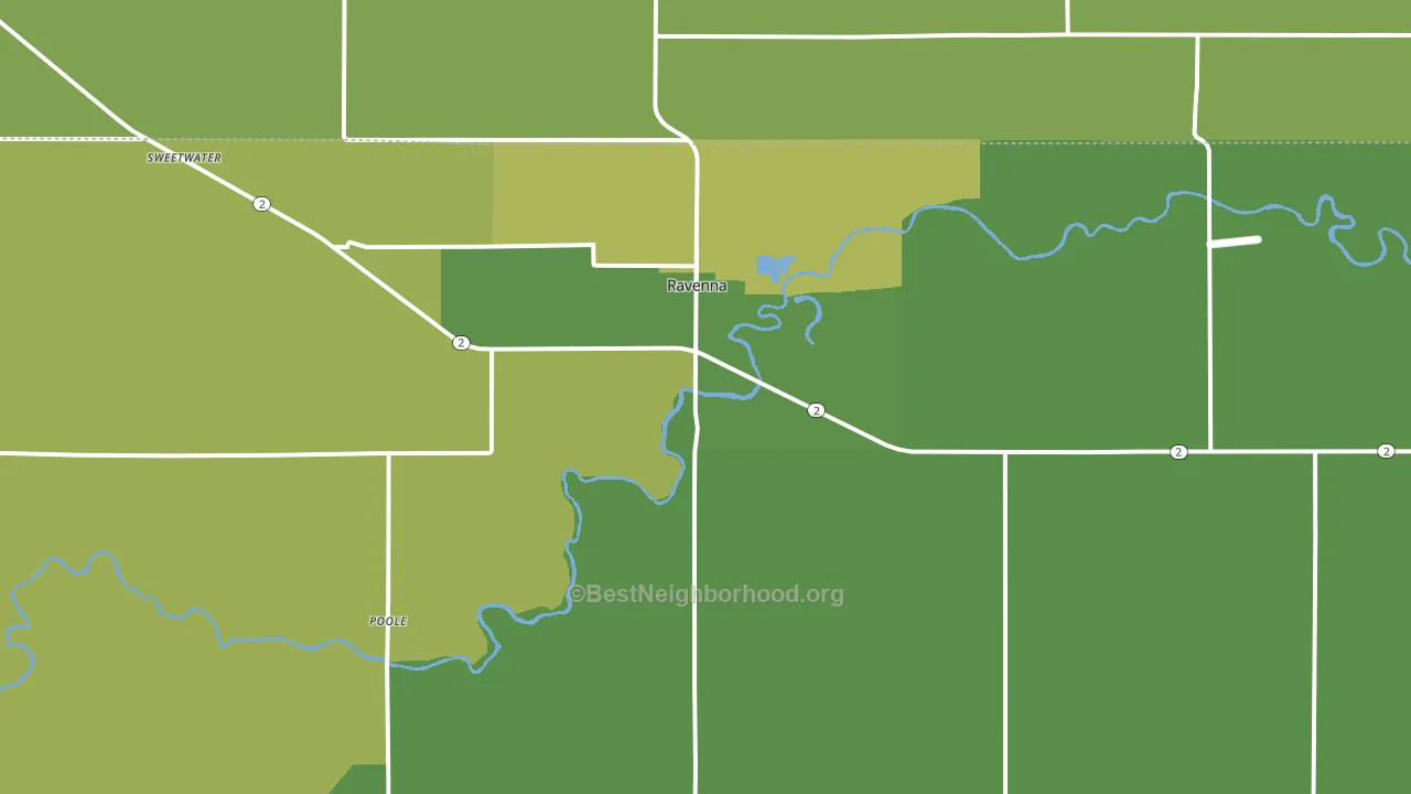 Ravenna, NE block-group voter-turnout map