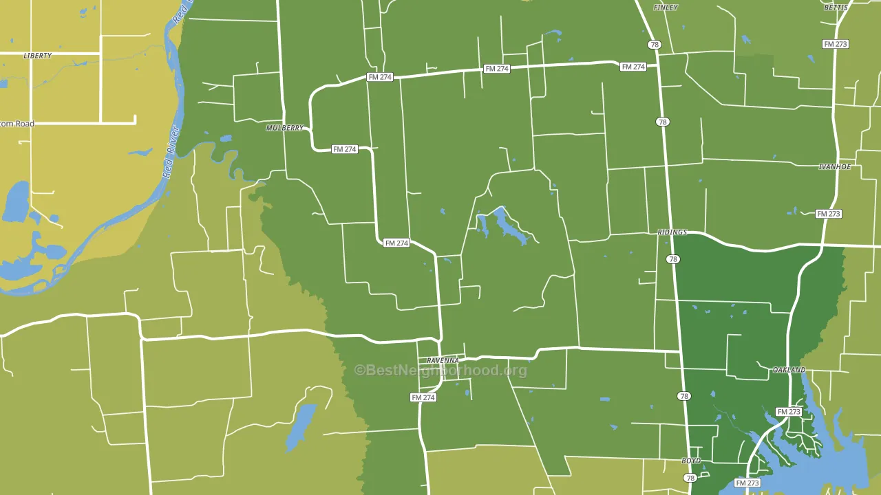 Ravenna, TX block-group voter-turnout map