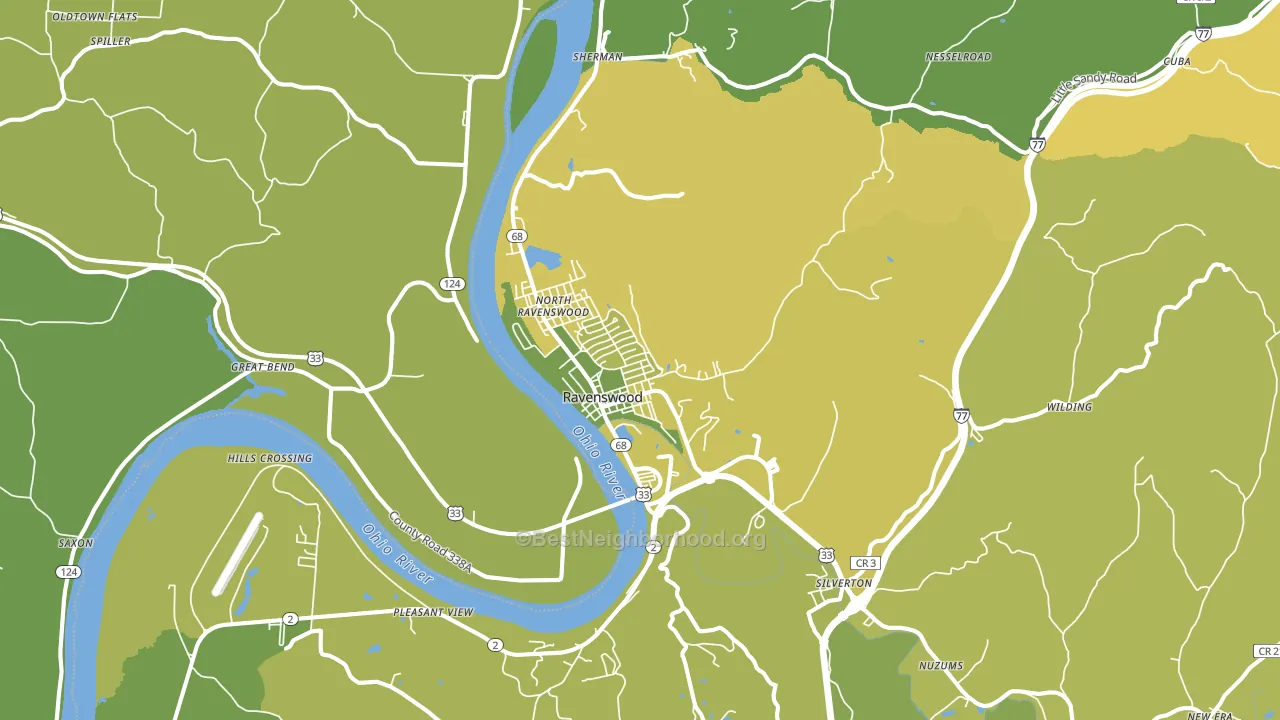 Ravenswood, WV block-group voter-turnout map