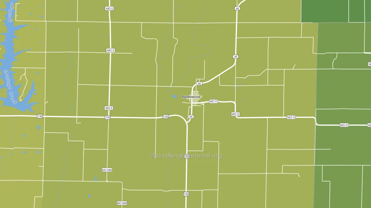 Ravenwood, MO block-group voter-turnout map