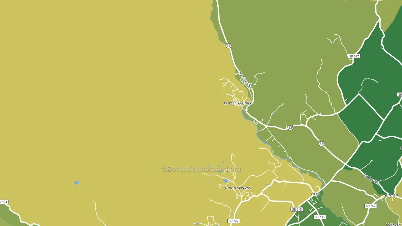 Rawley Springs, VA block-group voter-turnout map