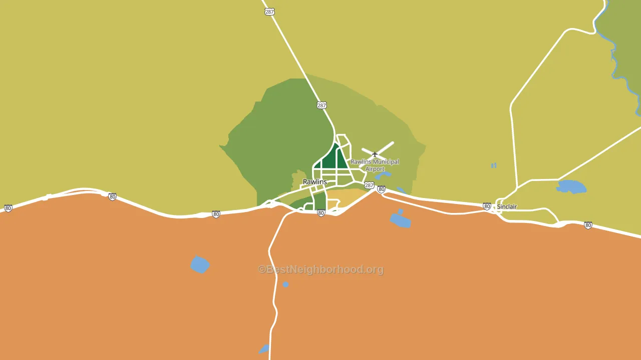 Rawlins, WY block-group voter-turnout map