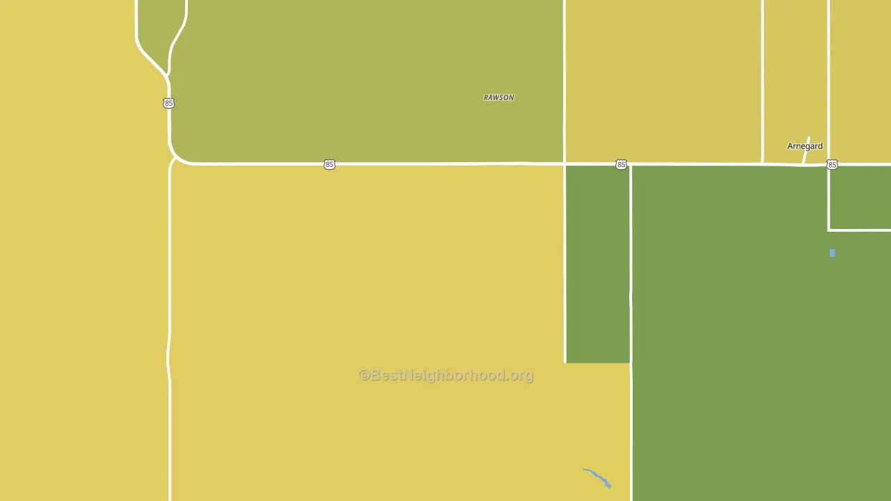 Rawson, ND block-group voter-turnout map