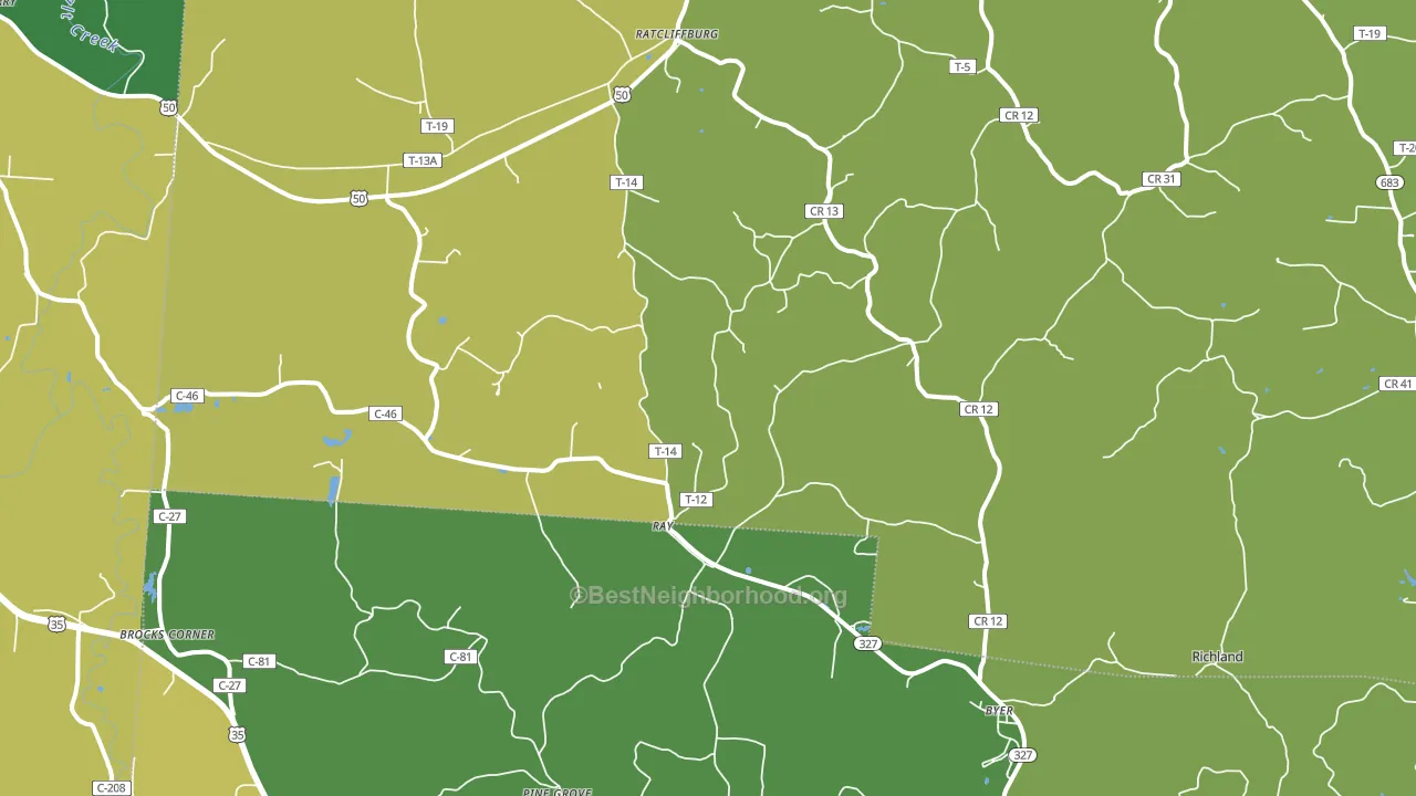 Ray, OH block-group voter-turnout map