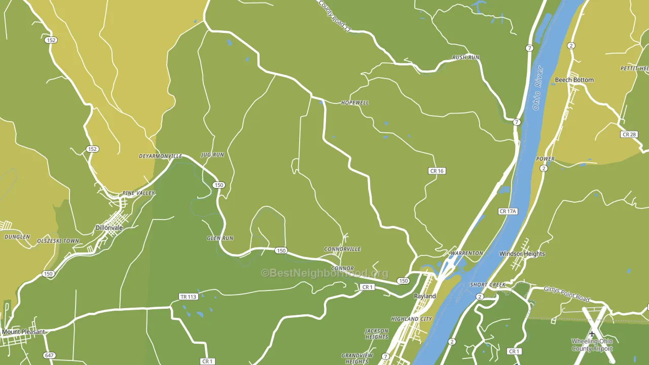 Rayland, OH block-group voter-turnout map