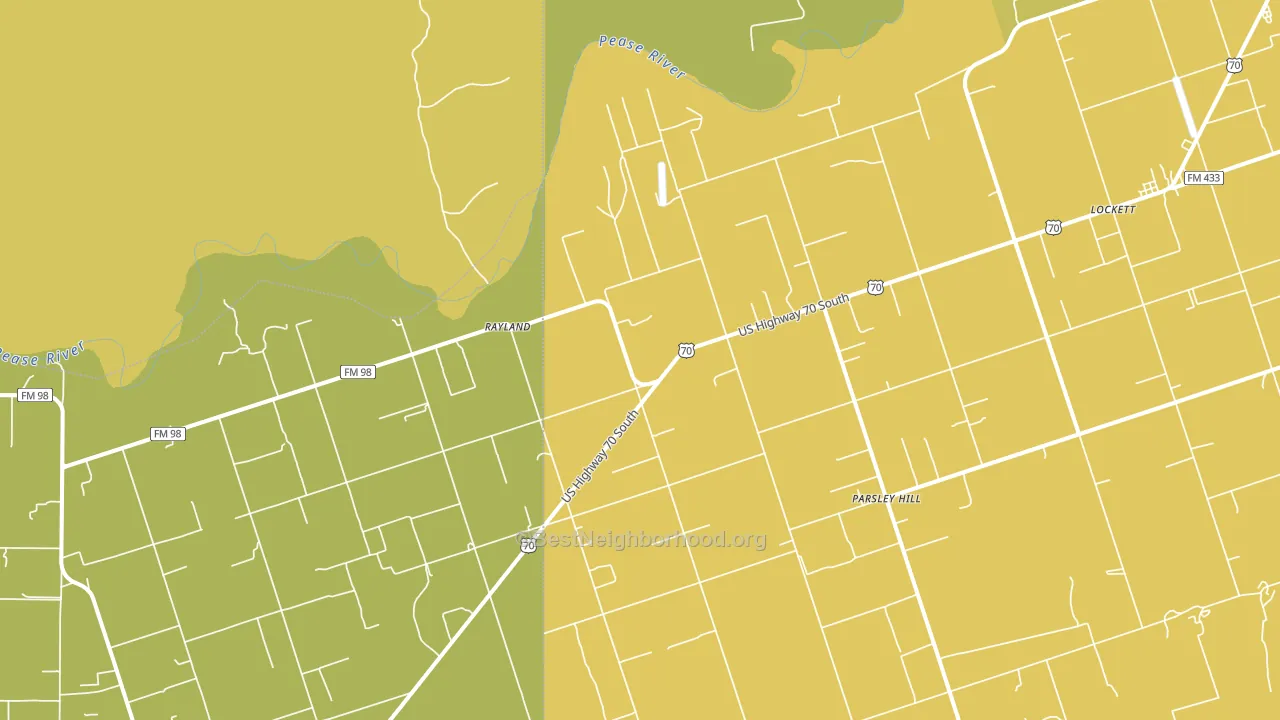 Rayland, TX block-group voter-turnout map