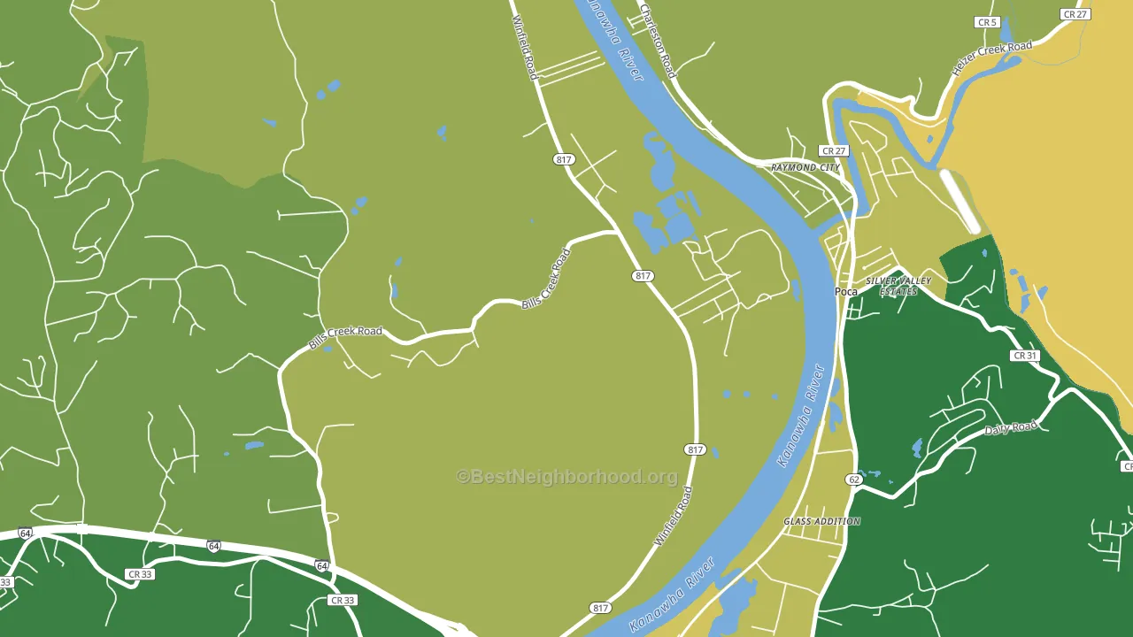 Raymond City, WV block-group voter-turnout map