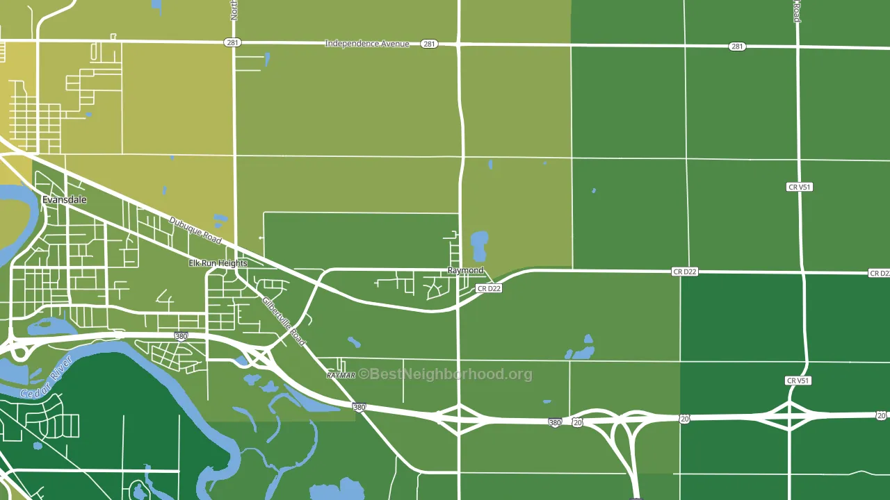 Raymond, IA block-group voter-turnout map
