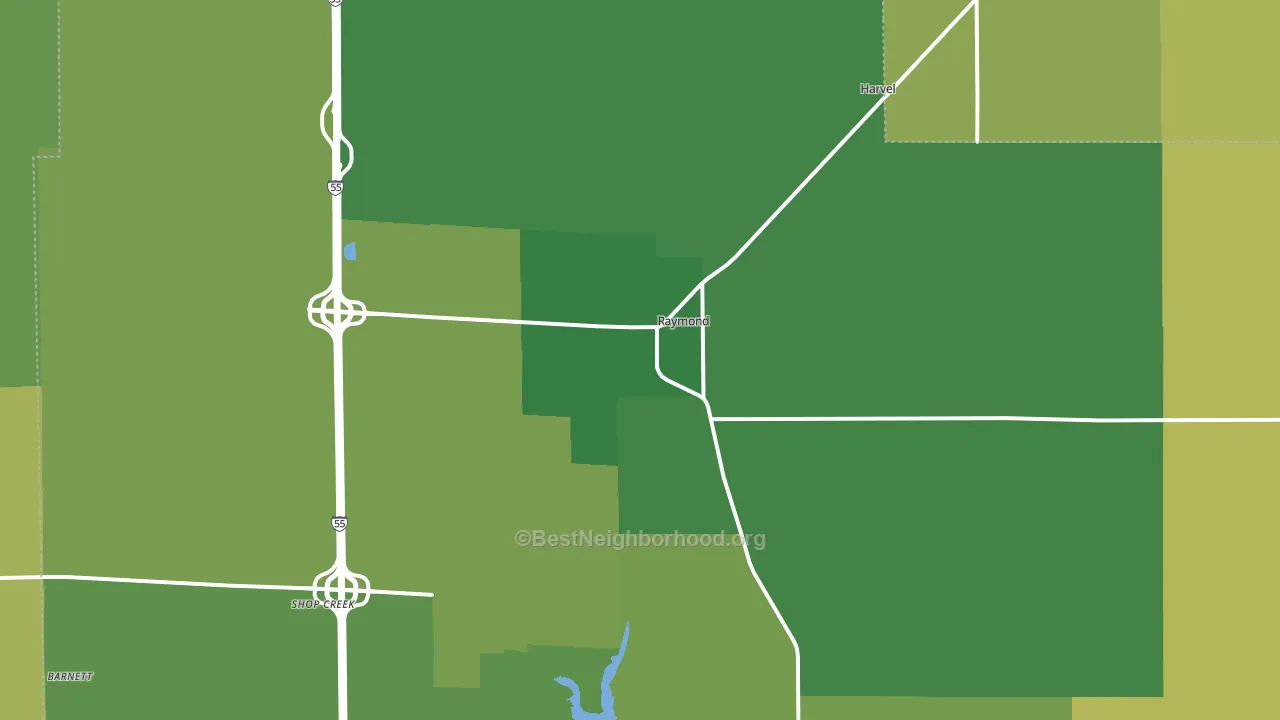 Raymond, IL block-group voter-turnout map