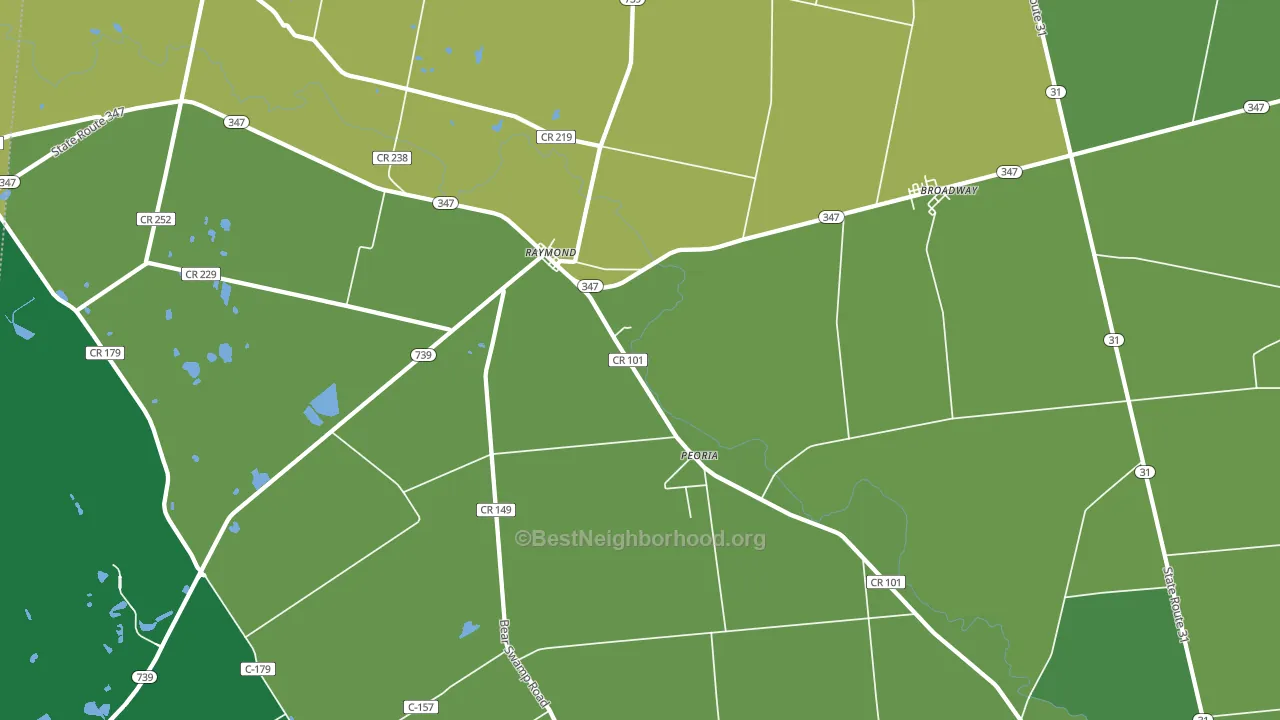 Raymond, OH block-group voter-turnout map