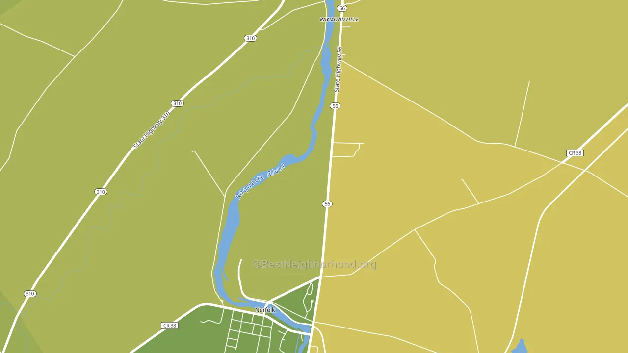 Raymondville, NY block-group voter-turnout map