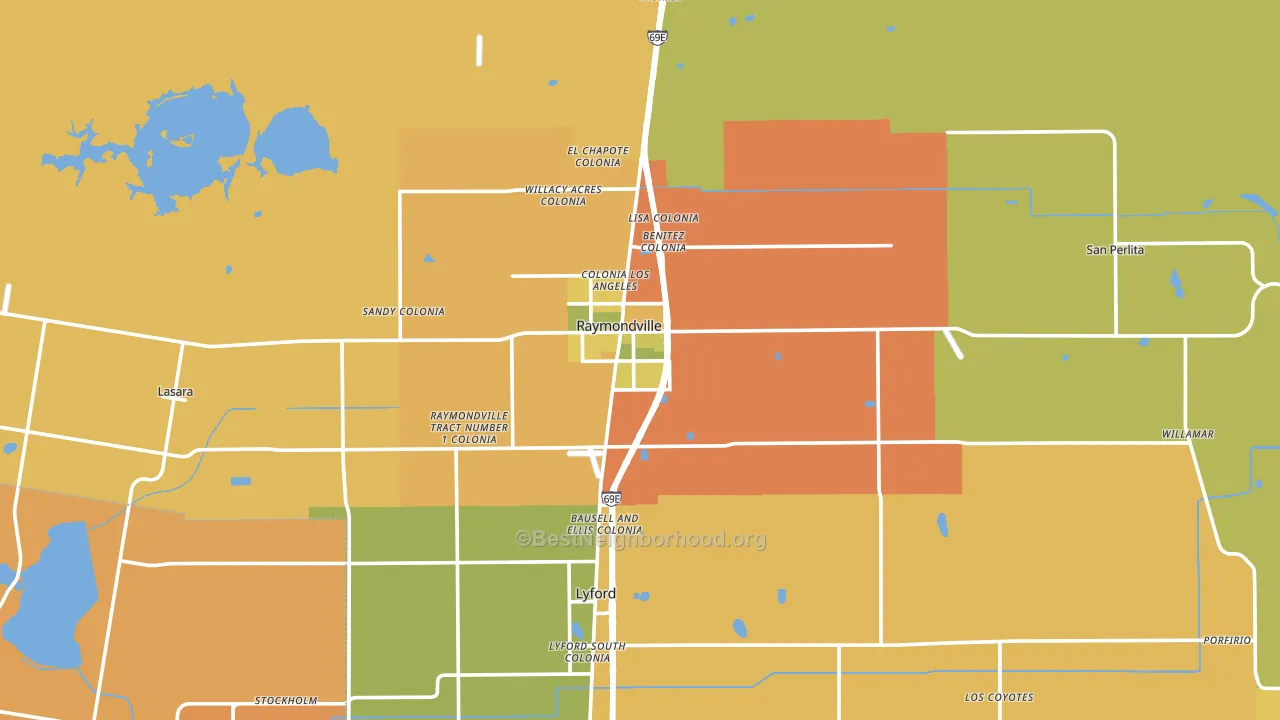 Raymondville, TX block-group voter-turnout map