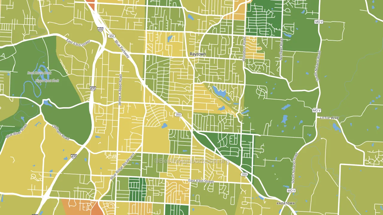 Raytown, MO block-group voter-turnout map