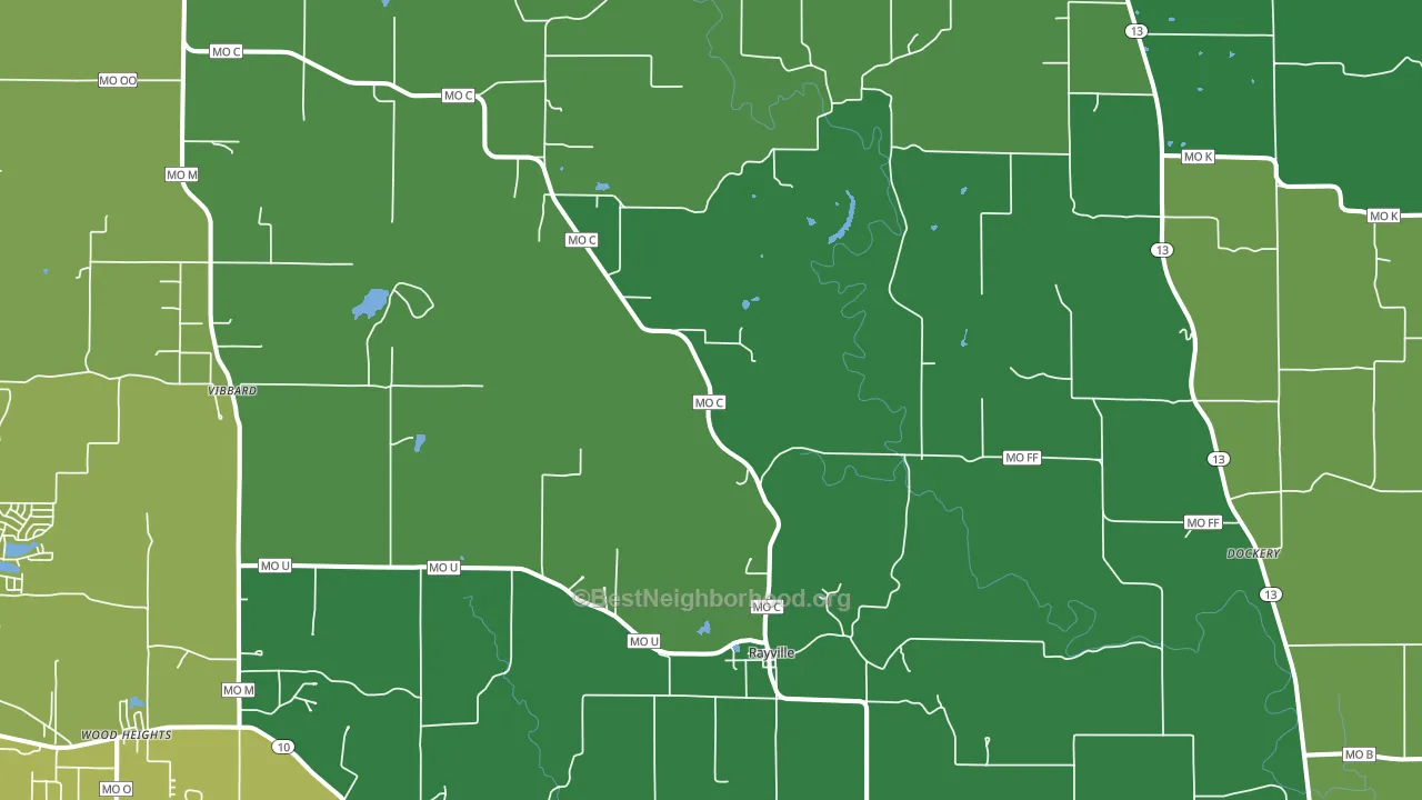 Rayville, MO block-group voter-turnout map