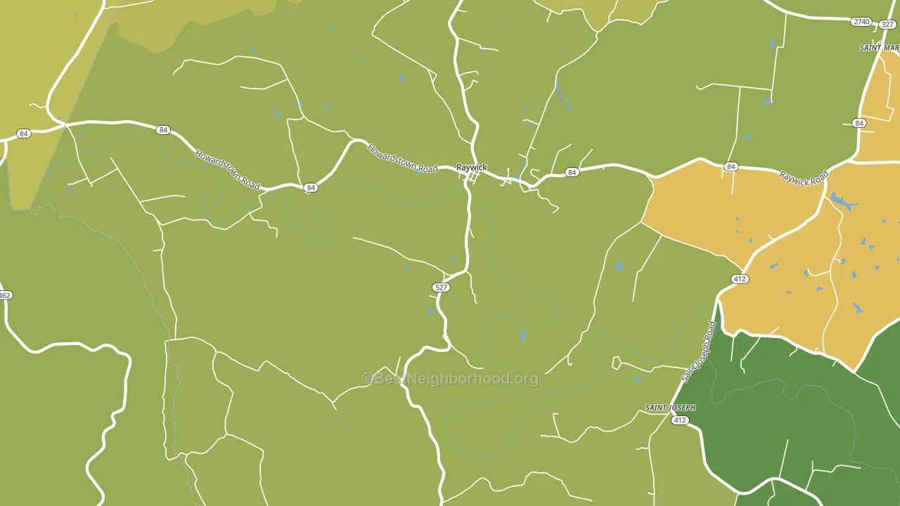 Raywick, KY block-group voter-turnout map