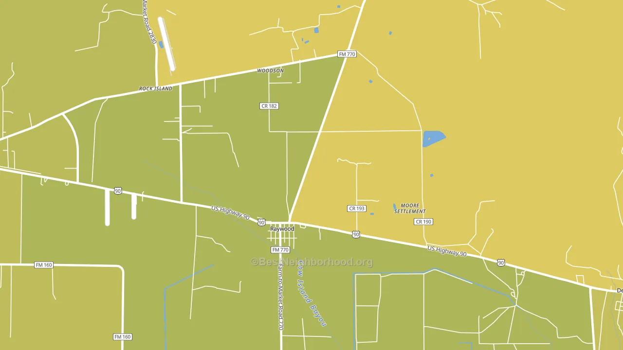 Raywood, TX block-group voter-turnout map