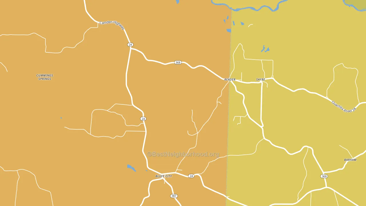 Reader, AR block-group voter-turnout map