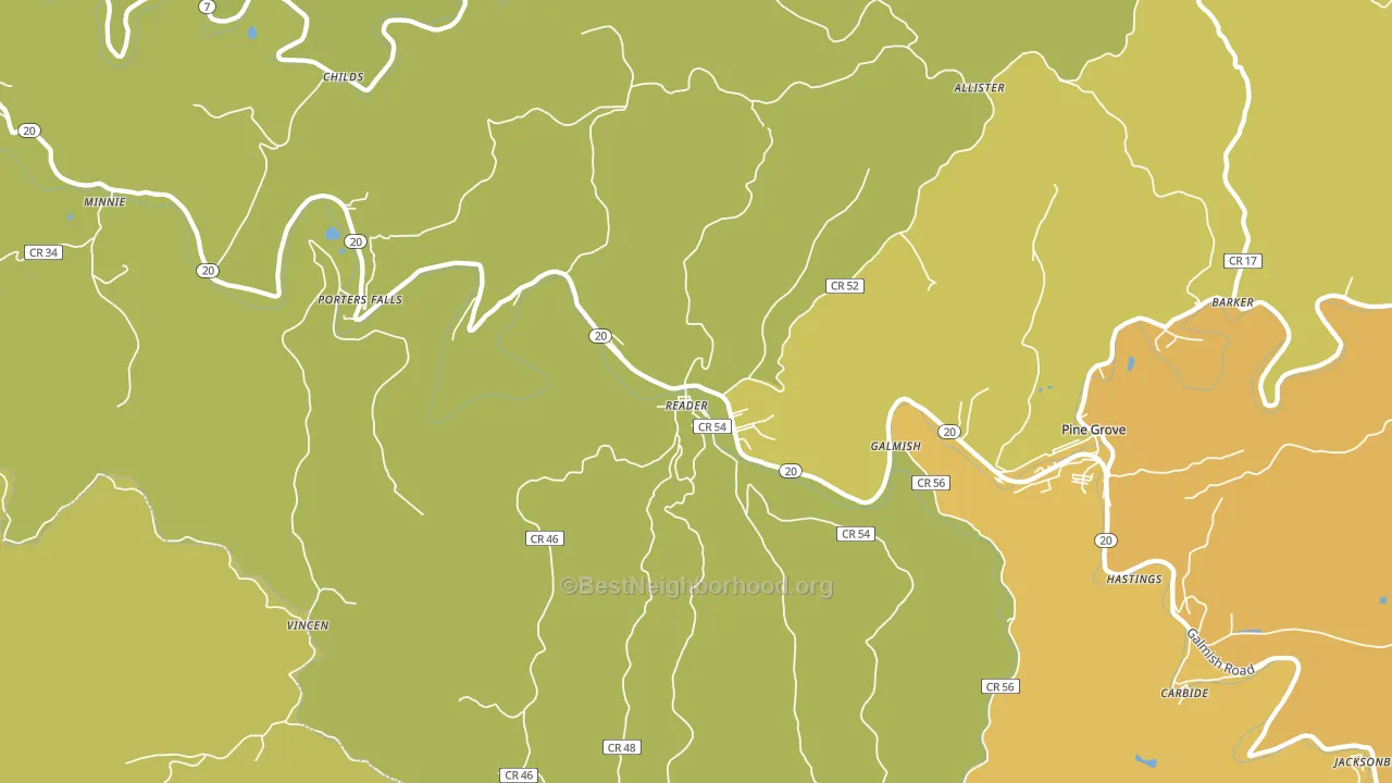 Reader, WV block-group voter-turnout map