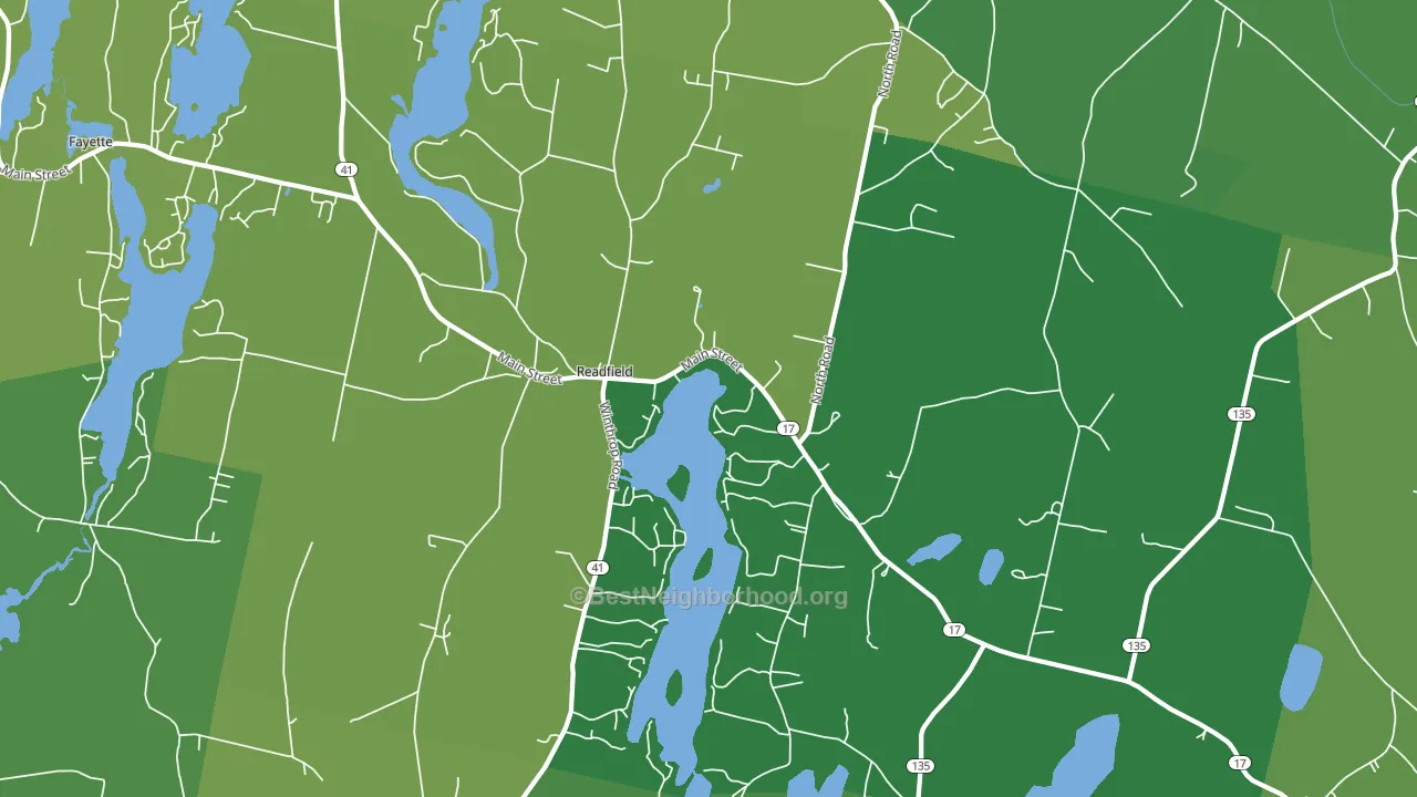 Readfield, ME block-group voter-turnout map