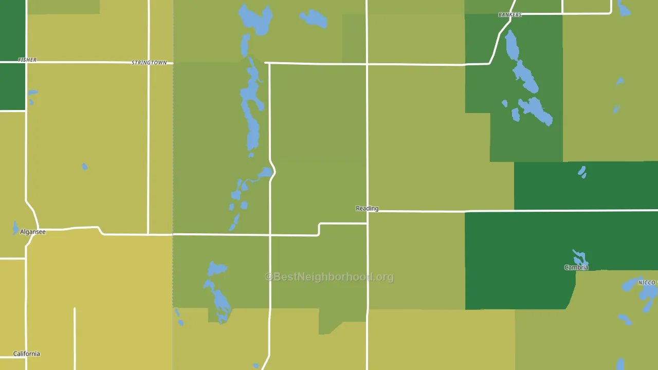 Reading, MI block-group voter-turnout map