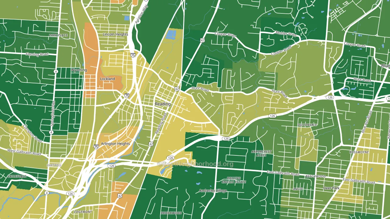 Reading, OH block-group voter-turnout map