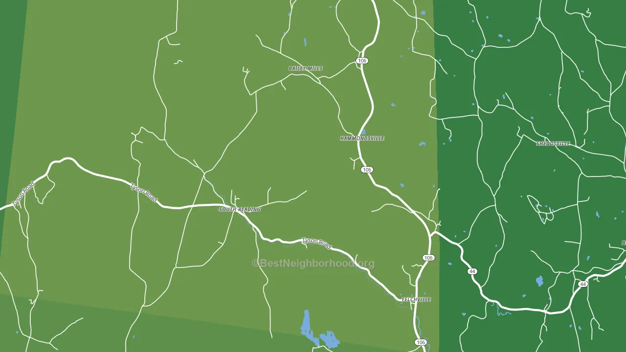 Reading, VT block-group voter-turnout map