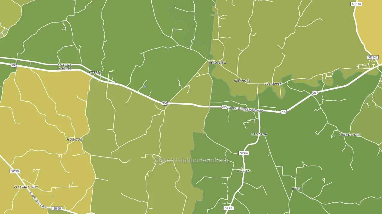 Readyville, TN block-group voter-turnout map