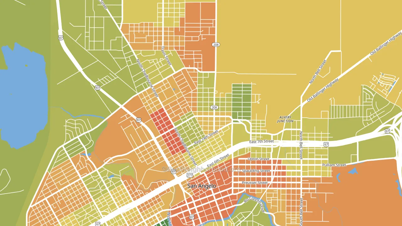 Reagan, San Angelo, TX block-group voter-turnout map