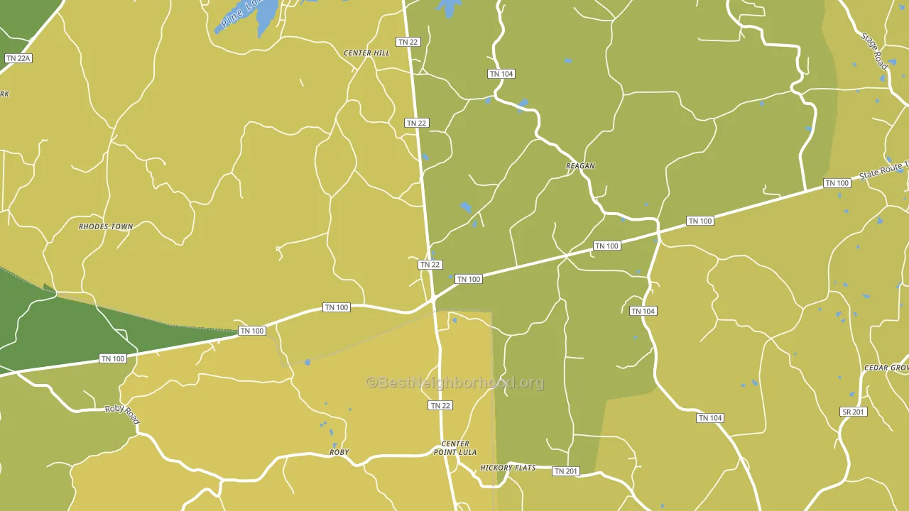 Reagan, TN block-group voter-turnout map