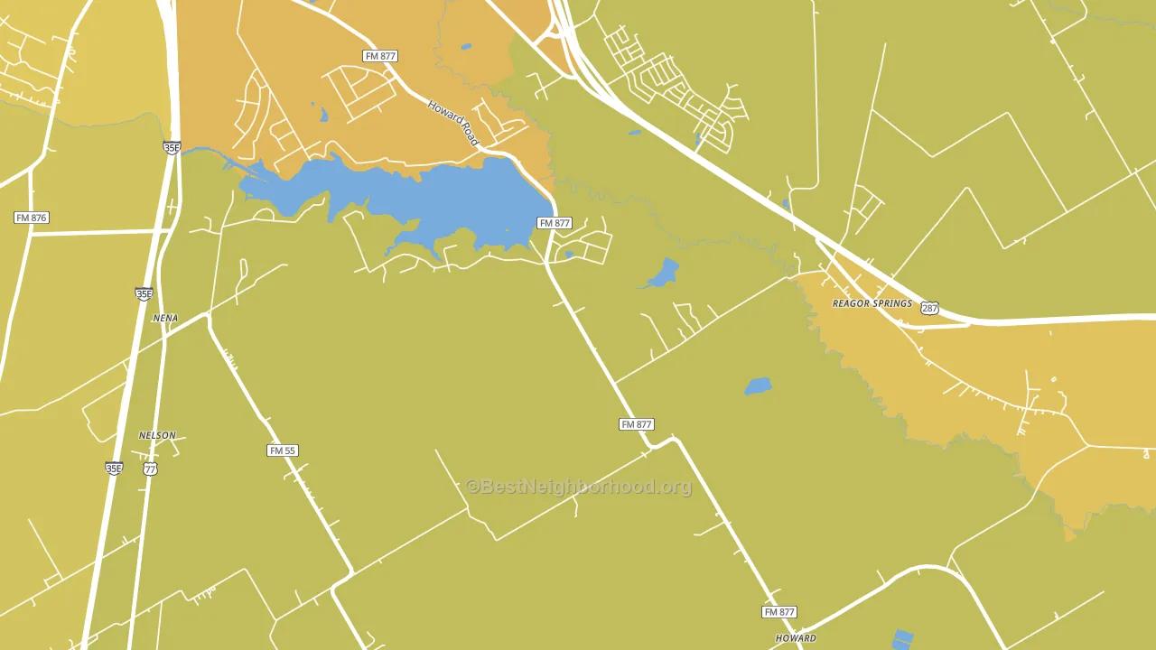 Reagor Springs, TX block-group voter-turnout map