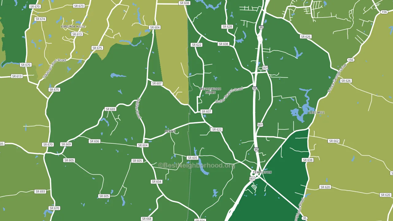 Reams, VA block-group voter-turnout map