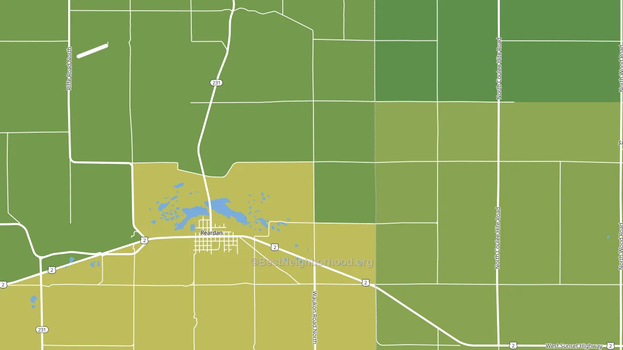 Reardan, WA block-group voter-turnout map
