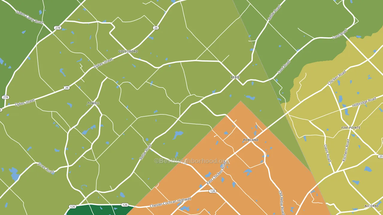 Rebie, GA block-group voter-turnout map