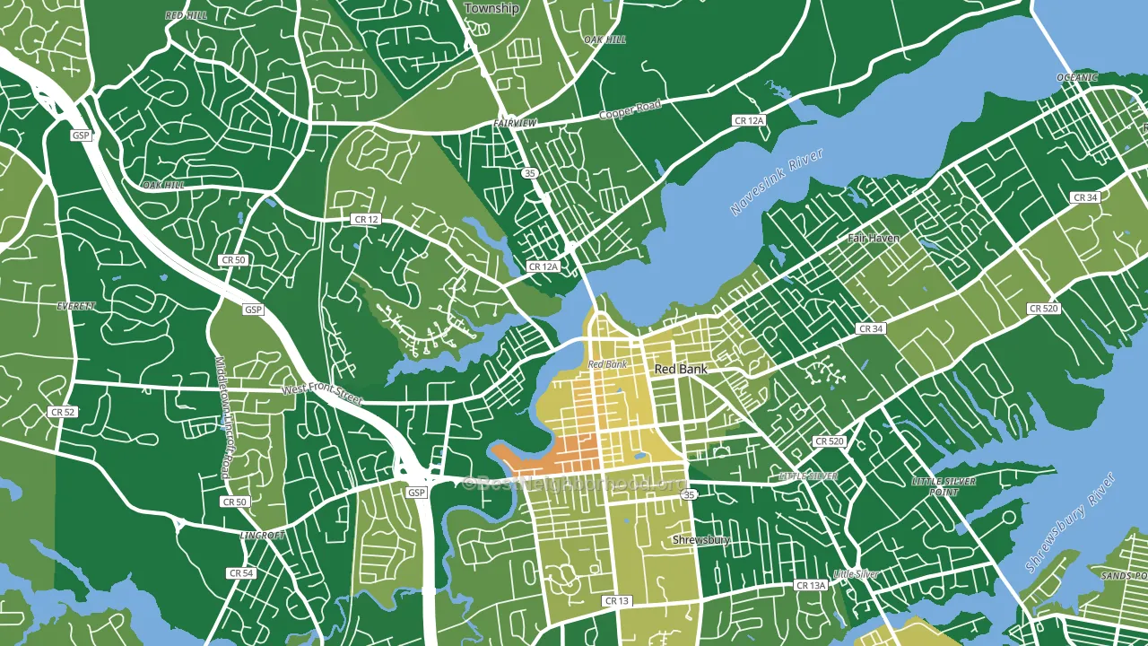 Red Bank, NJ block-group voter-turnout map