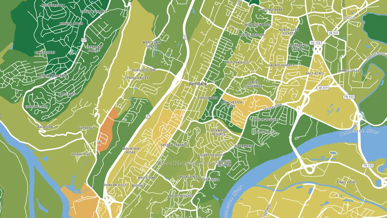 Red Bank, TN block-group voter-turnout map