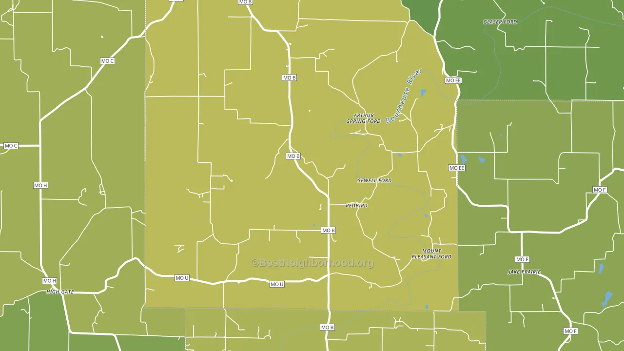 Red Bird, MO block-group voter-turnout map