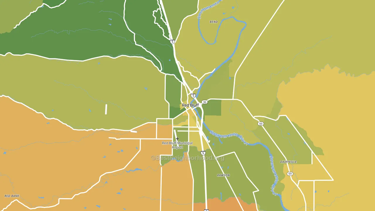 Red Bluff, CA block-group voter-turnout map