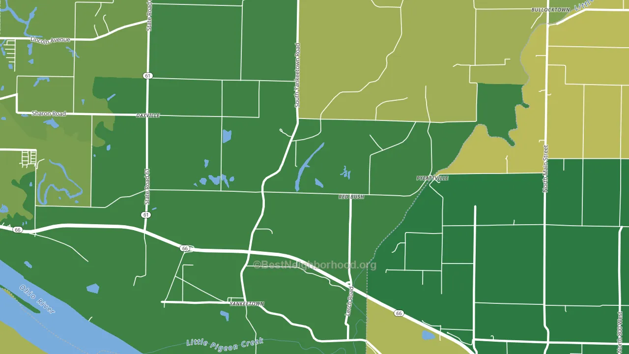 Red Bush, IN block-group voter-turnout map