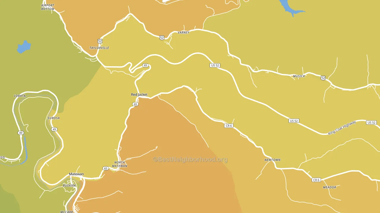 Red Jacket, WV block-group voter-turnout map
