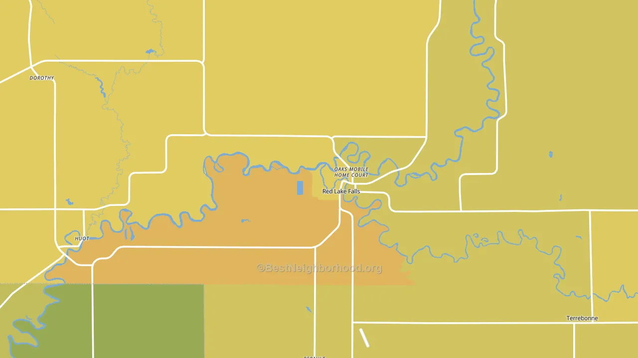 Red Lake Falls, MN block-group voter-turnout map