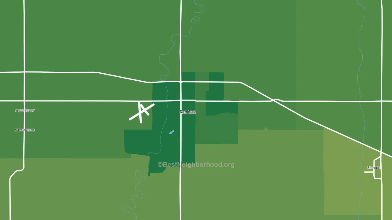 Red Oak, IA block-group voter-turnout map