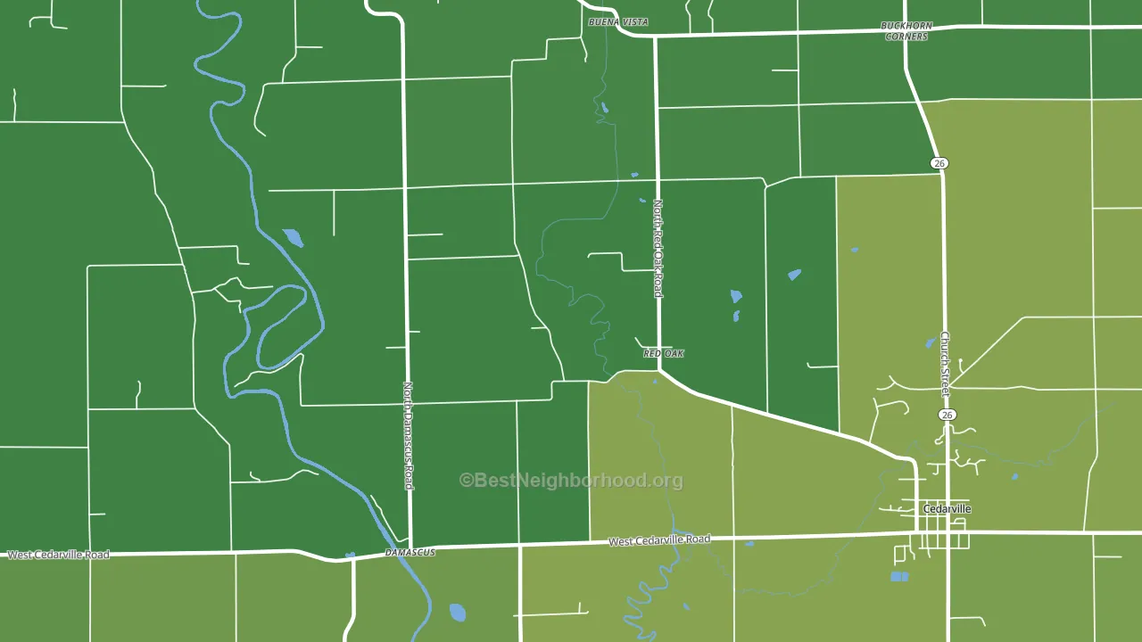 Red Oak, IL block-group voter-turnout map