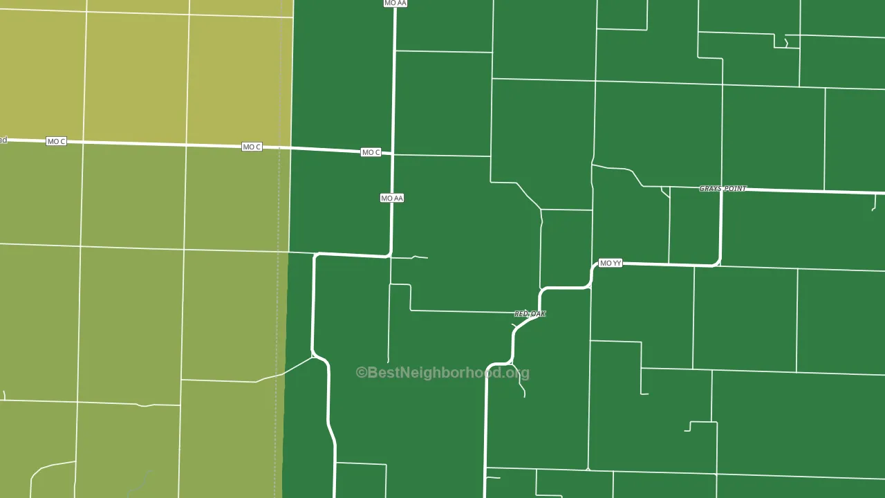 Red Oak, MO block-group voter-turnout map