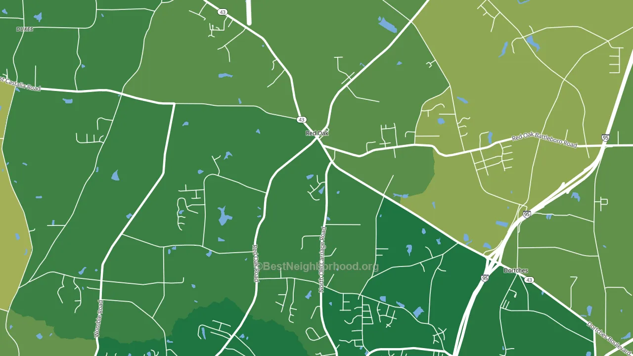 Red Oak, NC block-group voter-turnout map