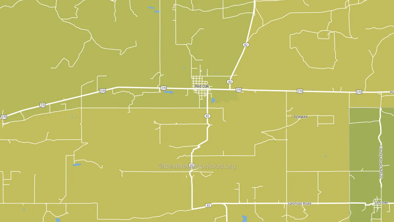 Red Oak, OK block-group voter-turnout map